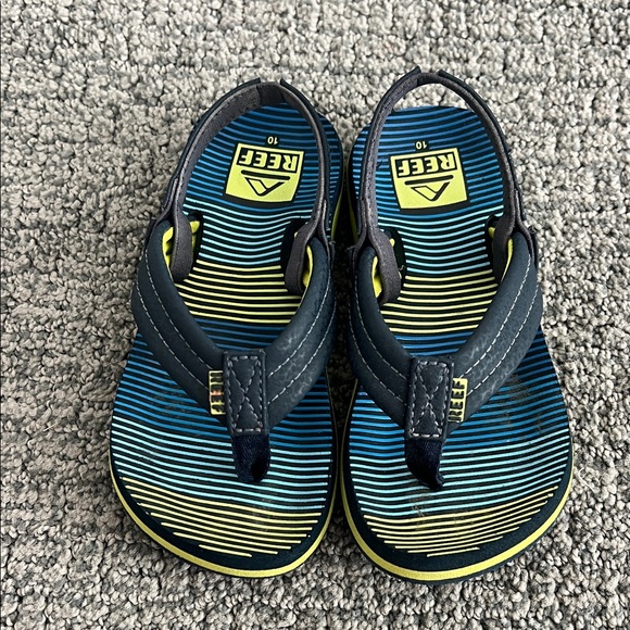 Reef Youth Navy and Lime Sandals - Picture 1 of 2